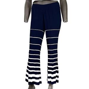 Billabong Womens Small Lounge Pants Blue White Stripes Flare Stretchy Boho Gauzy